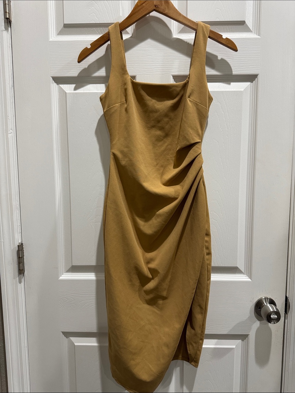 Derek Heart Mustard Midi Tank Dress with Side Drape